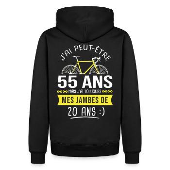 cycliste 55 ans anniversaire 55 ans vélo cyclisme - Sweat à capuche Premium bio Homme - noir - Dos - Nico (187cm)