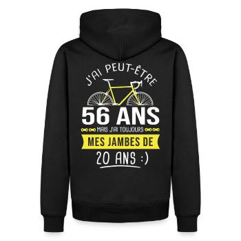 cycliste 56 ans anniversaire 56 ans vélo cyclisme - Sweat à capuche Premium bio Homme - noir - Dos - Nico (187cm)
