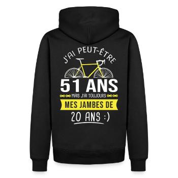 cycliste 51 ans anniversaire 51 ans vélo cyclisme - Sweat à capuche Premium bio Homme - noir - Dos - Nico (187cm)