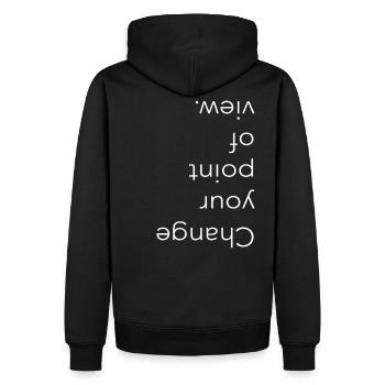Change your point of view, Typography - Männer Premium Bio Hoodie - Schwarz - Hinten - Nico (187cm)