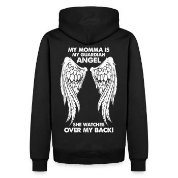 Ma maman est mon ange gardien - Sweat à capuche Premium bio Homme - noir - Dos - Nico (187cm)