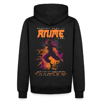 Anime Mann - Männer Premium Bio Hoodie - Schwarz - Hinten - Nico (187cm)