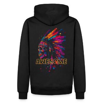 Superbe crâne indien - Sweat à capuche Premium bio Homme - noir - Dos - Nico (187cm)