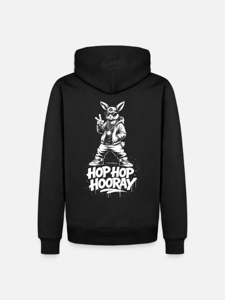 HOP HOP HOURRA Bunny - Sweat à capuche Premium bio Homme - noir