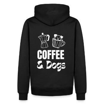 Motif du café et des chiens - Sweat à capuche Premium bio Homme - noir - Dos - Nico (187cm)