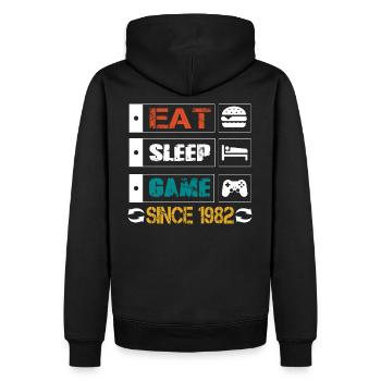 Eat, Sleep, Game, Repeat, Controller, since 1982 - Sweat à capuche Premium bio Homme - noir - Dos - Nico (187cm)