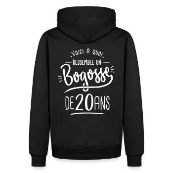 bogosse cadeau anniversaire 20 ans - Sweat à capuche Premium bio Homme - noir - Dos - Nico (187cm)