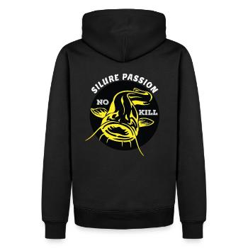 Silure Passion 2021 - Männer Premium Bio Hoodie - Schwarz - Hinten - Nico (187cm)
