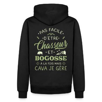 Chasseur Bogosse Chasse Humour Sanglier - Sweat à capuche Premium bio Homme - noir - Dos - Nico (187cm)