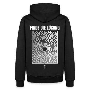 Finde die Lösung - Männer Premium Bio Hoodie - Schwarz - Hinten - Nico (187cm)