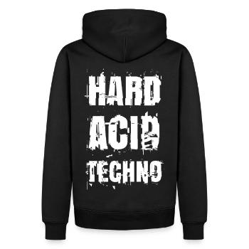 Hard Acid Techno Glitch - Sweat à capuche Premium bio Homme - noir - Dos - Nico (187cm)