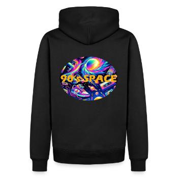 Espace des années 90 - Sweat à capuche Premium bio Homme - noir - Dos - Nico (187cm)