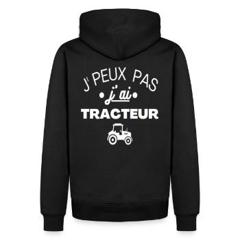 T shirt tracteur j'peux pas tracteur humour cadeau - Sweat à capuche Premium bio Homme - noir - Dos - Nico (187cm)