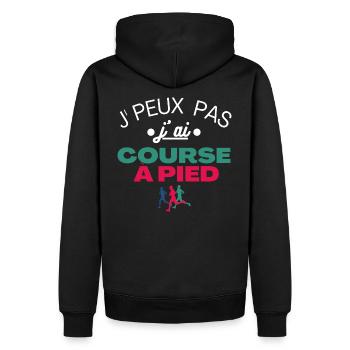 T shirt running humour course à pied cadeau. - Sweat à capuche Premium bio Homme - noir - Dos - Nico (187cm)
