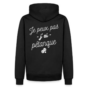 T shirt pétanque je peux pas j ai pétanque cadeau. - Sweat à capuche Premium bio Homme - noir - Dos - Nico (187cm)