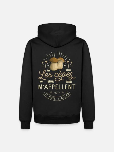 Cèpe Champignon Cueillette Cèpes Champignons - Sweat à capuche Premium bio Homme - noir
