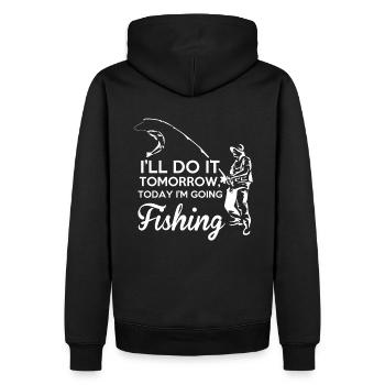 Fishing - Männer Premium Bio Hoodie - Schwarz - Hinten - Nico (187cm)