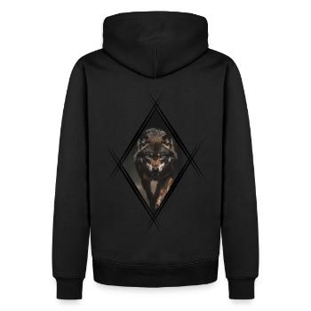 Wolf - Männer Premium Bio Hoodie - Schwarz - Hinten - Nico (187cm)