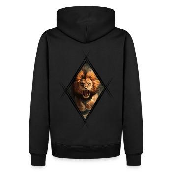 Lion - Men’s Premium Organic Hoodie - black - Back - Nico (187cm)