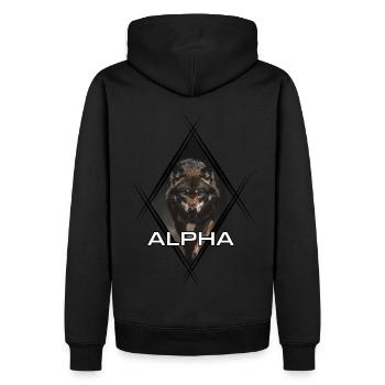 Alpha - Men’s Premium Organic Hoodie - black - Back - Nico (187cm)