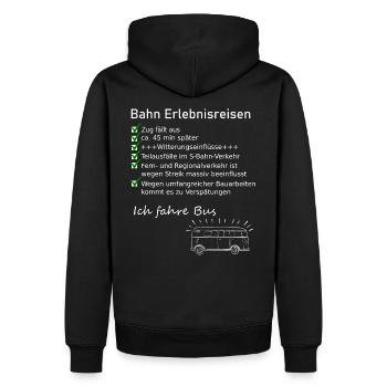 Bahn Erlebnisreisen - Ich fahre Bus - Männer Premium Bio Hoodie - Schwarz - Hinten - Nico (187cm)