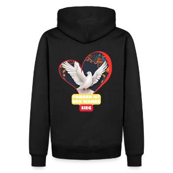 Frieden ist der wahre Sieg ! - Männer Premium Bio Hoodie - Schwarz - Hinten - Nico (187cm)