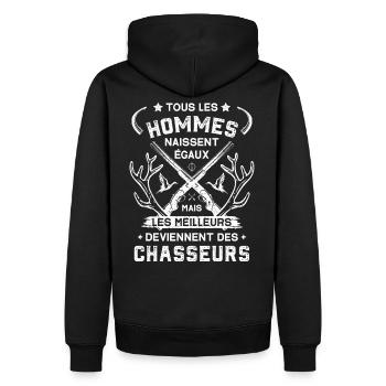 Les meilleurs hommes deviennent des chasseurs - Sweat à capuche Premium bio Homme - noir - Dos - Nico (187cm)