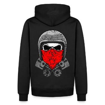 totenkopf helm zylinder Motorrad Helm - Männer Premium Bio Hoodie - Schwarz - Hinten - Nico (187cm)