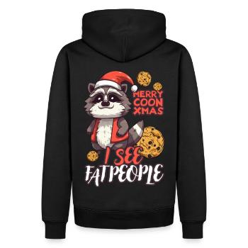 Je vois des gens gros - Noël - Sweat à capuche Premium bio Homme - noir - Dos - Nico (187cm)