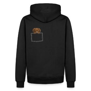 Chien dans la poche de poitrine levrette - Sweat à capuche Premium bio Homme - noir - Dos - Nico (187cm)