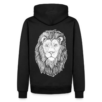 Löwe weiß Tattoo Sternzeichen Tinte Zeichnung - Männer Premium Bio Hoodie - Schwarz - Hinten - Nico (187cm)