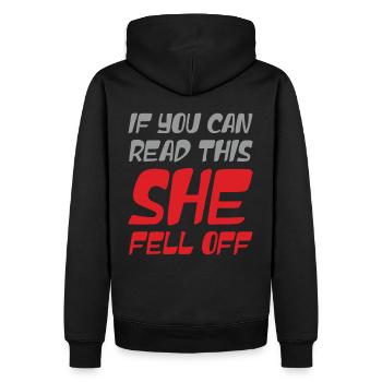 Lustig, wenn du das lesen kannst, sie fiel vom Biker-Moto - Männer Premium Bio Hoodie - Schwarz - Hinten - Nico (187cm)