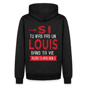 Louis Si tu n as pas un louis dans ta vie cadeau - Sweat à capuche Premium bio Homme - noir - Dos - Nico (187cm)
