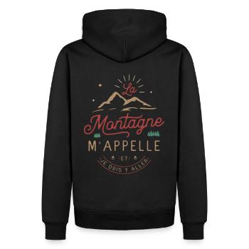 Montagne Randonnée Camping Vintage Trail Alpinisme - Sweat à capuche Premium bio Homme - noir - Dos - Nico (187cm)