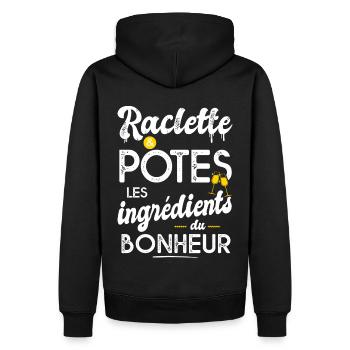 raclette et potes Humour personnalisé - Sweat à capuche Premium bio Homme - noir - Dos - Nico (187cm)
