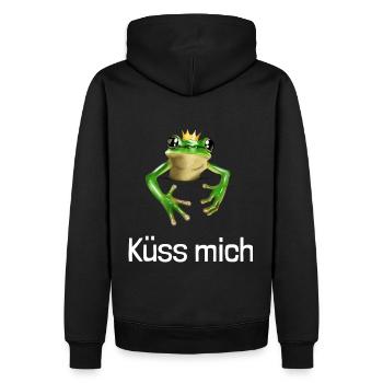 Petite grenouille mignonne - Embrasse-moi - Sweat à capuche Premium bio Homme - noir - Dos - Nico (187cm)