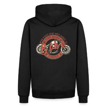 Wenn das noch sauber ist, war ich nicht am Bike. - Männer Premium Bio Hoodie - Schwarz - Hinten - Nico (187cm)