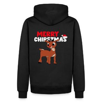 Rudolph das Rentier mit roter Nase + Christmas - Männer Premium Bio Hoodie - Schwarz - Hinten - Nico (187cm)