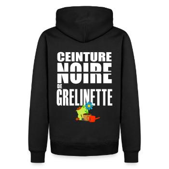 Jardin ceinture noire grelinette humour jardinier - Sweat à capuche Premium bio Homme - noir - Dos - Nico (187cm)