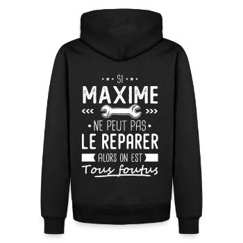 Maxime ne peut pas le réparer cadeau maxime - Sweat à capuche Premium bio Homme - noir - Dos - Nico (187cm)