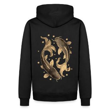 Koi Karpfen - Männer Premium Bio Hoodie - Schwarz - Hinten - Nico (187cm)