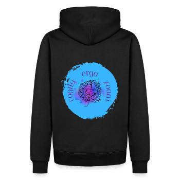 Cogito ergo zoom - Men’s Premium Organic Hoodie - black - Back - Nico (187cm)