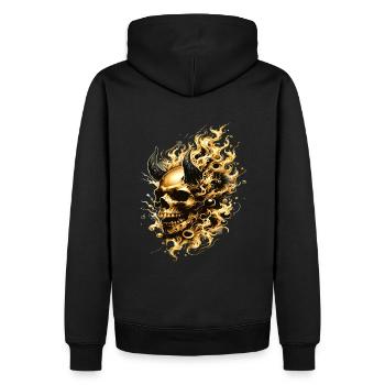 Feu, Crâne, Flammes, Enfer, Mystique et Noble - Sweat à capuche Premium bio Homme - noir - Dos - Nico (187cm)