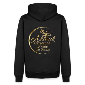 Ahlbeck - Ostseebad & Perle der Ostsee - Männer Premium Bio Hoodie - Schwarz - Hinten - Nico (187cm)