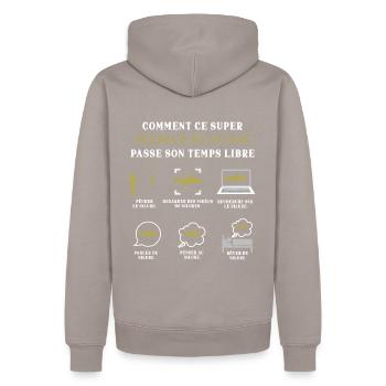 Pêcheur de Silure Pêche Humour Peche - Sweat à capuche Premium bio Homme - taupe - Dos - Nico (187cm)