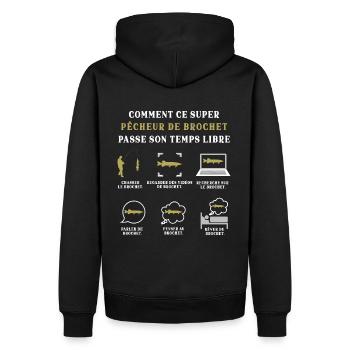 Pêcheur de Brochet Pêche Humour Peche - Sweat à capuche Premium bio Homme - noir - Dos - Nico (187cm)