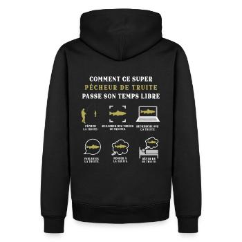 Pêcheur de Truite Pêche Humour Peche - Sweat à capuche Premium bio Homme - noir - Dos - Nico (187cm)