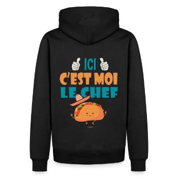 ici c est moi le chef cadeau tacos taco mexique - Sweat à capuche Premium bio Homme - noir - Dos - Nico (187cm)