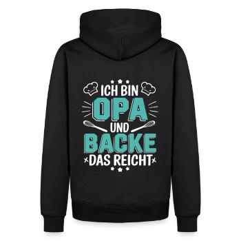 Ich bin Opa und backe lustiger Opa Bäcker Spruch - Männer Premium Bio Hoodie - Schwarz - Hinten - Nico (187cm)
