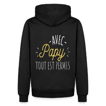 T shirt papy avec papy tout est permis cadeau - Sweat à capuche Premium bio Homme - noir - Dos - Nico (187cm)